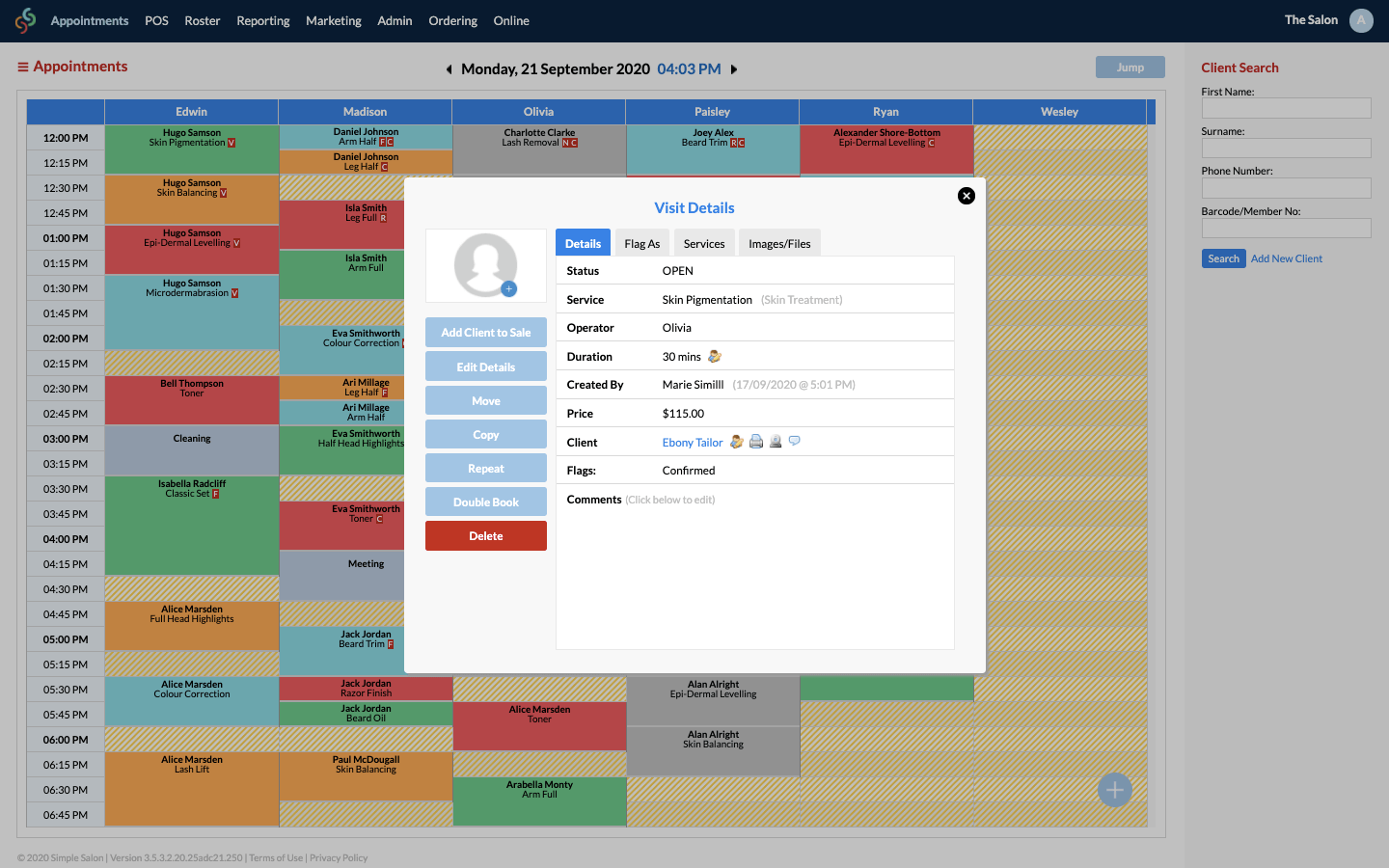 Manage your Appointments - Salon Software Feature